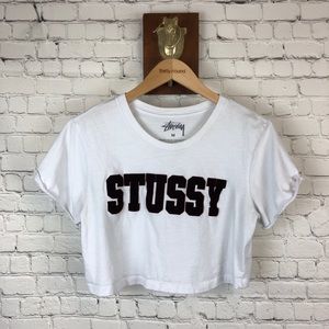STUSSY White Crop Top